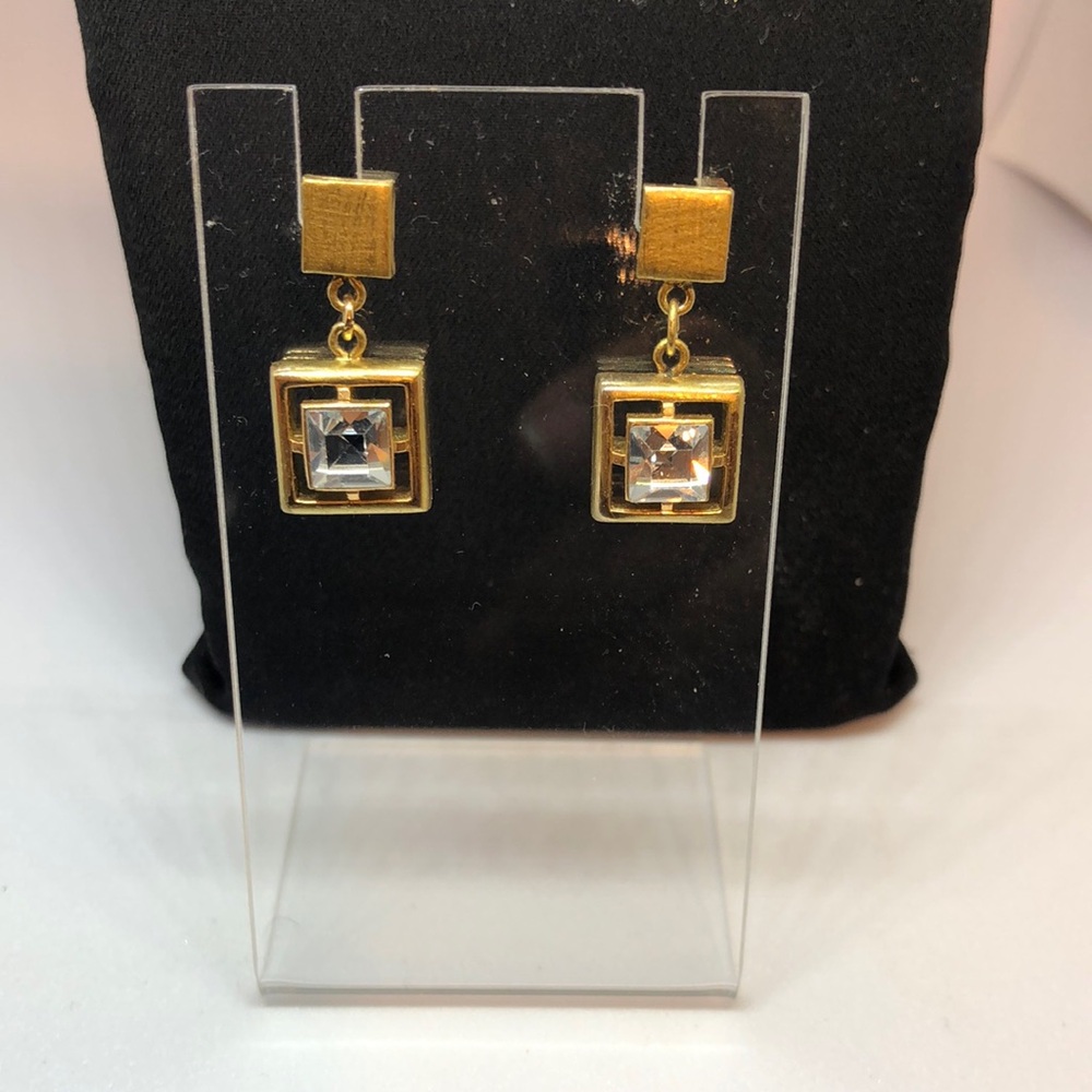 Elegant Gold Square Drop Earrings